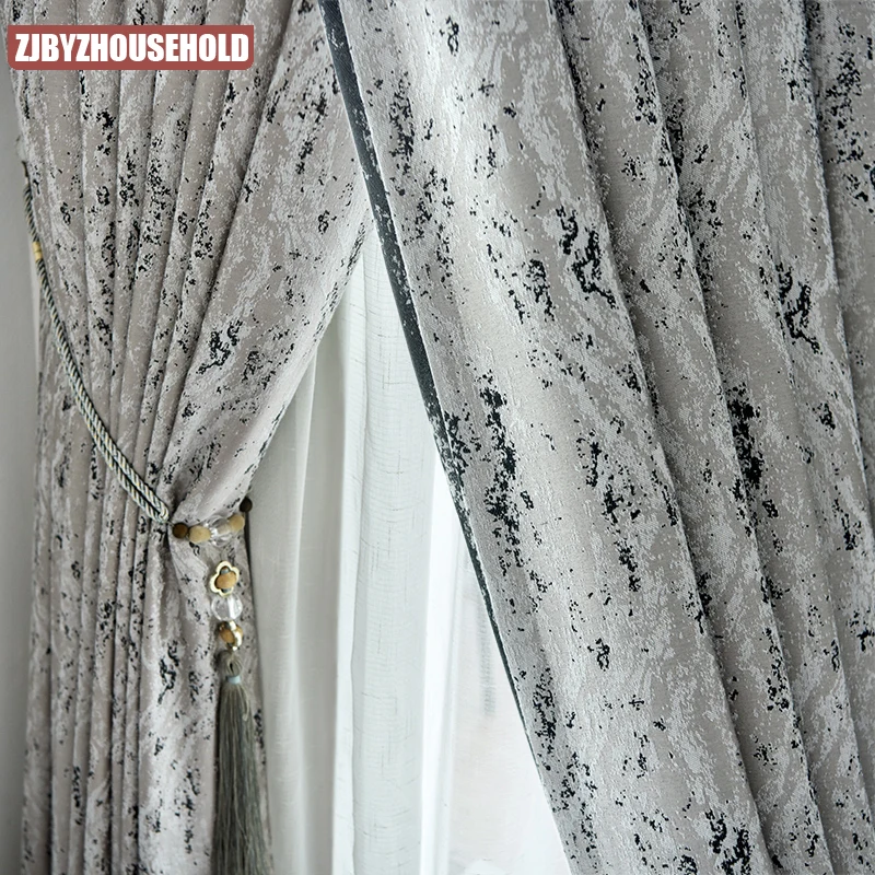 

Light Luxury Simple curtains for Living Room Bedroom Nordic Full Blackout Customized Yarn-dyed Cotton Jacquard High-end Vertical