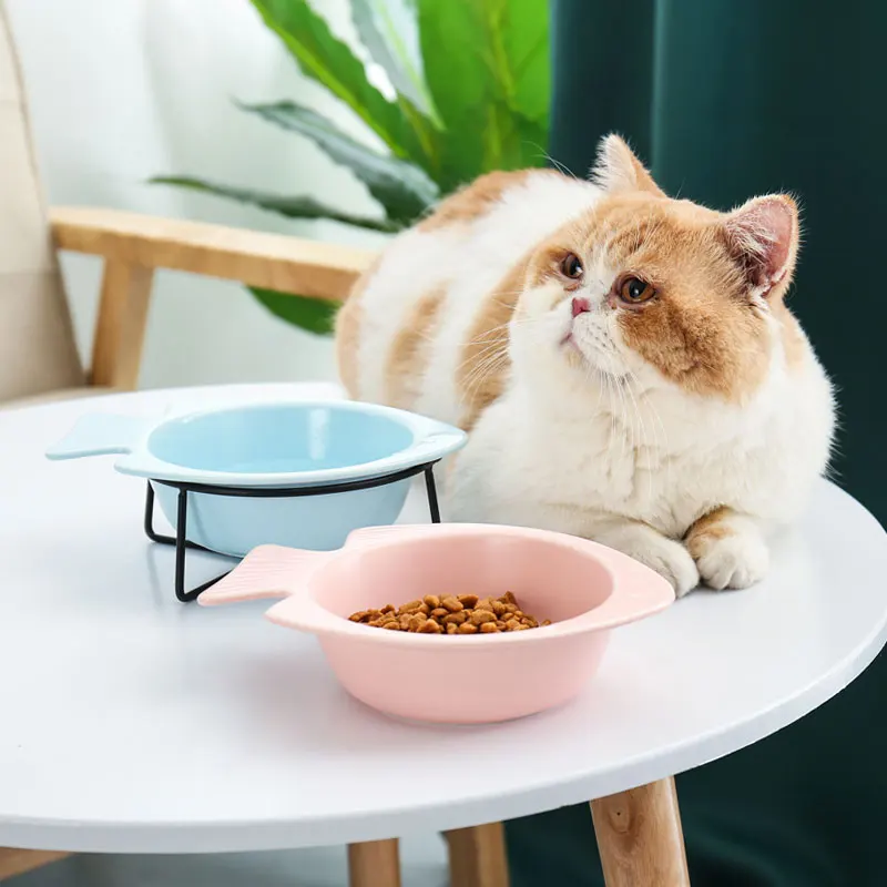 

Non-Slip Cat Dog Water Food Ceramic Bowls Animal Drinking Eating Feeder With Raised Stand Pet Product Supplies Accessories #P016