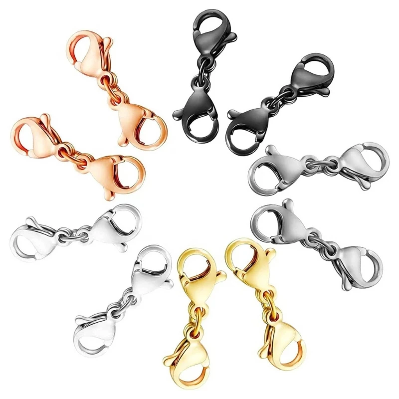 

8 Pcs Double Lobster Clasps Necklace Bracelet Clasp Connector Double Lobster Opening Jewelry Clasps for DIY Jewelry Making