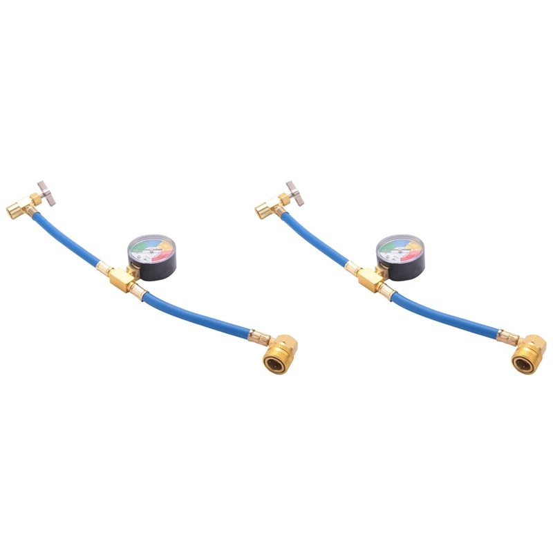 

2X R134A Car Ac Refrigerant Charge Hose Kit Recharge Hose With Gauge,A/C 1/2 Recharge Measuring Kit