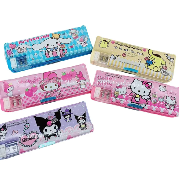 

Cartoon Kuromi Cinnamoroll My Melody Series Pen Case Double Sided Pencil Case Elementary School Stationery Storage Box Cute Gift