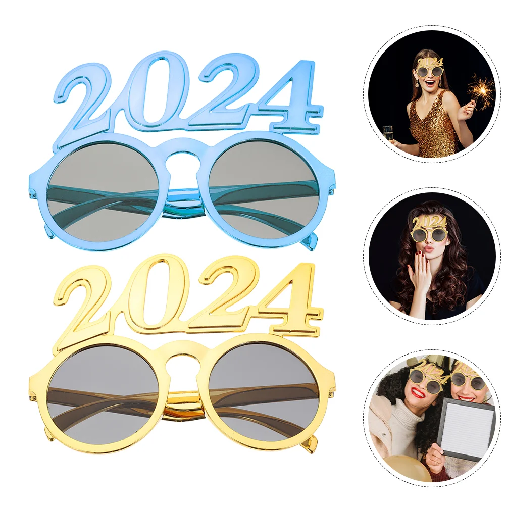 

2pcs Happy New Year Decoration Plastic Glasses New Year's Eve Party Eyewear Photo Props