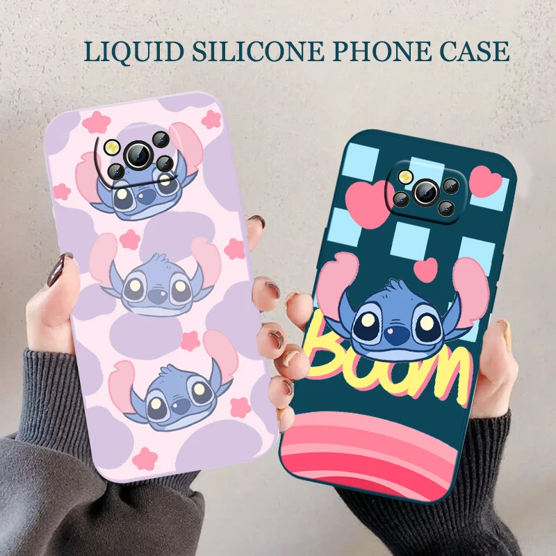 

Cartoon Lilo Stitch Phone Case For XiaoMi POCO X2 X3 X4 GT NFC Pro M3 M4 Pro F3 F4 GT C3 C31 C40 Liquid Rope Funda Cover Soft