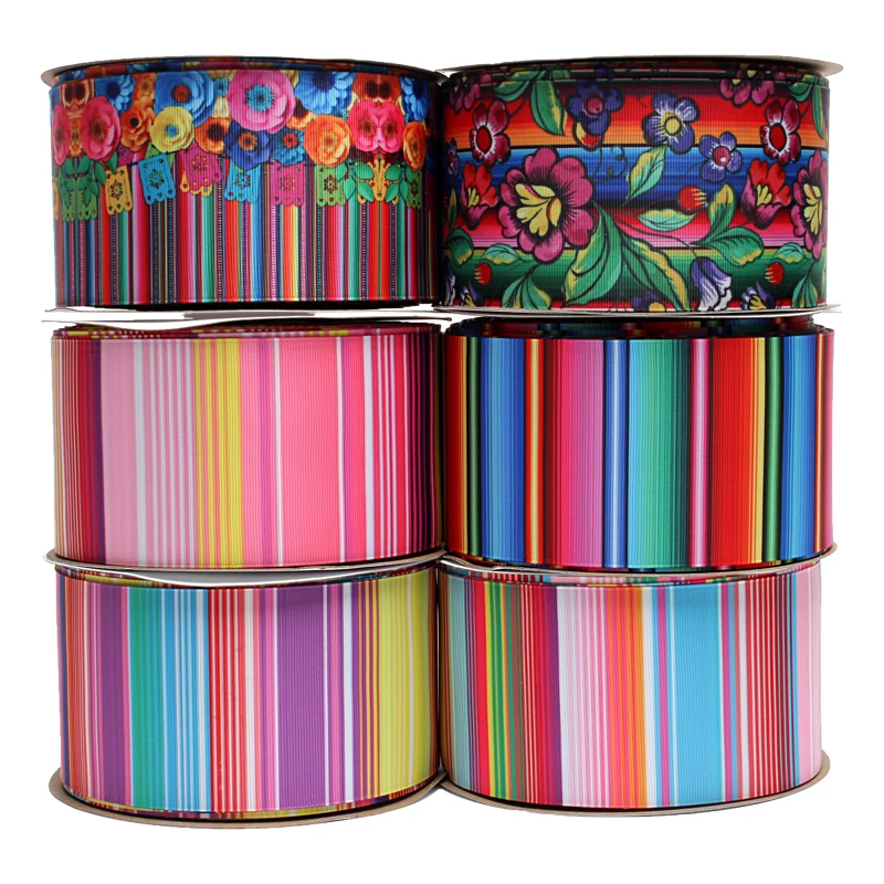 

Мексиканская полоса и Цветы лента 75 мм 3 дюйма печатные поделки Liston 10 ярдов для «сделай сам» бант для волос декоративный материал