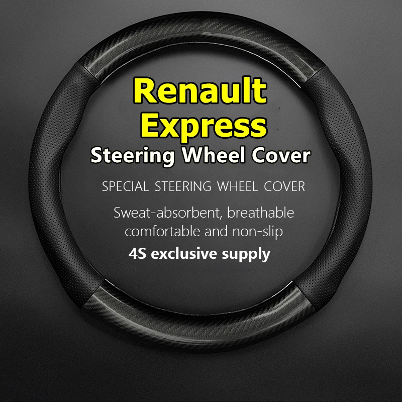 

For Renault Express Steering Wheel Cover Genuine Leather Carbon Fiber PU Microfiber