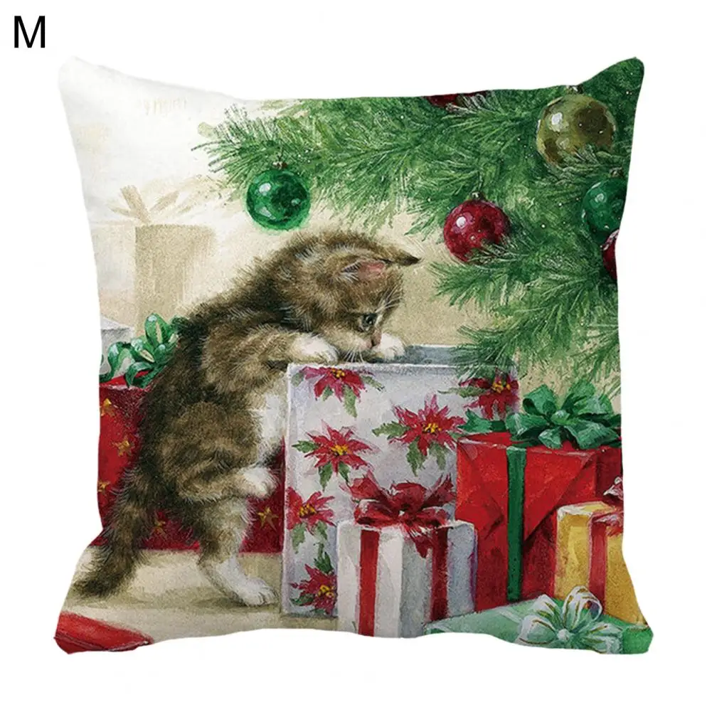 

Beautiful Cushion Cover Tear Resistant Skin-touch Christmas Pillowcase Detachable Christmas Pattern Pillow Case