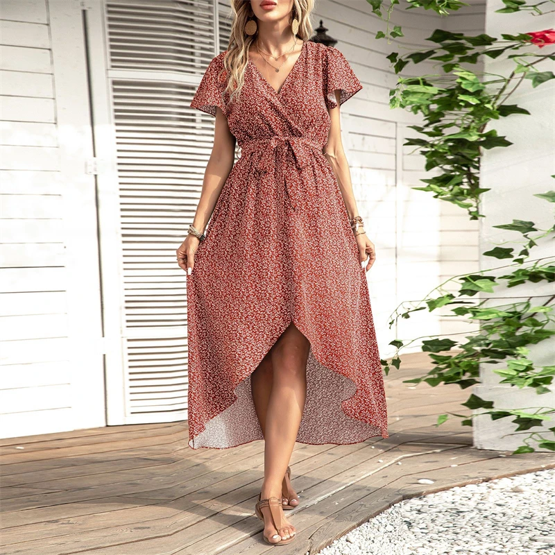 Женское длинное платье в винтажном стиле Элегантное трикотажное пляжное с