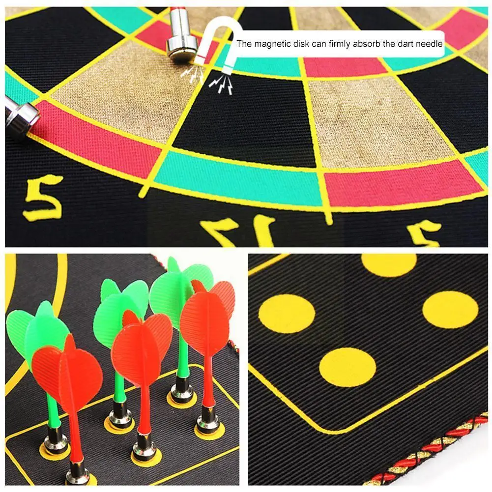 

Magnetic Dart Board With 6pcs Darts Suit Double Sided Toy Of Flocking Darts Dart Plate Casual Dartboards Safety Game Safety W6r4