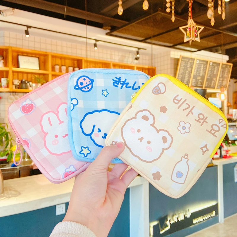 

Cute Mini Sanitary Napkin Storage Bags Cartoon Rabbit Bear Girls Physiological Period Tampon Organiser Bag Small Cosmetic Bag