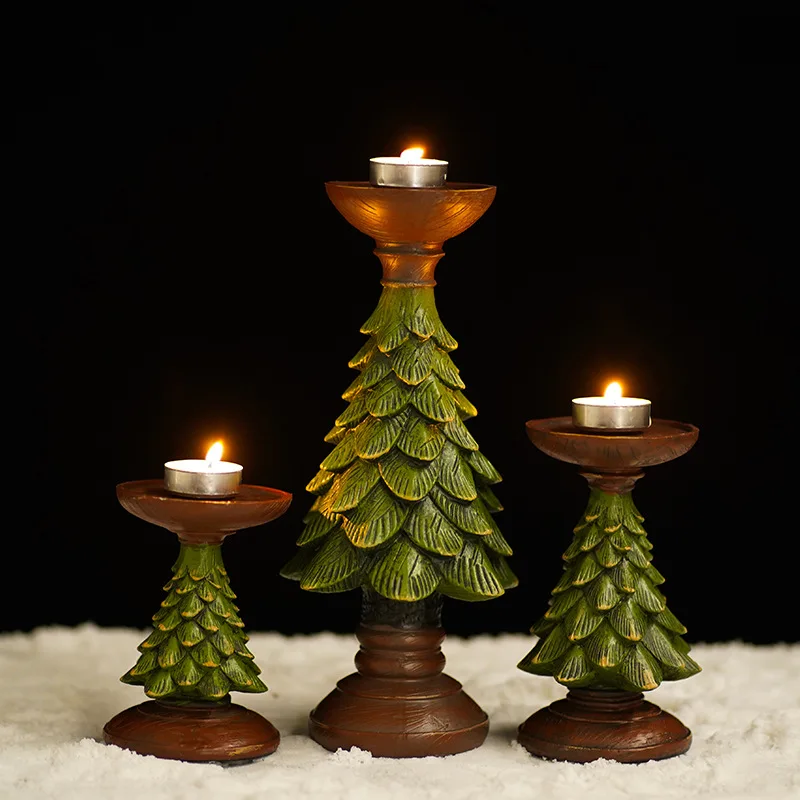 

Christmas Tree Candlestick Home Living Room Porch Desktop Holiday Atmosphere Decorations Candle Shelf Ornaments candle holder