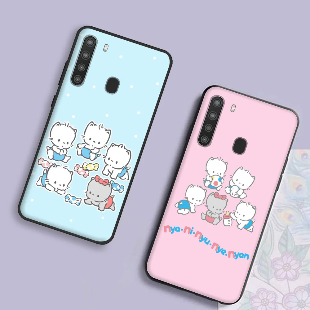 Nya Ni Nyu Nye Nyon Monkichi Cover for OPPO A78 A77 A77S A74 A17 A17K A16 A16K A16S A54 A54S A96 A38 Black Phone Case