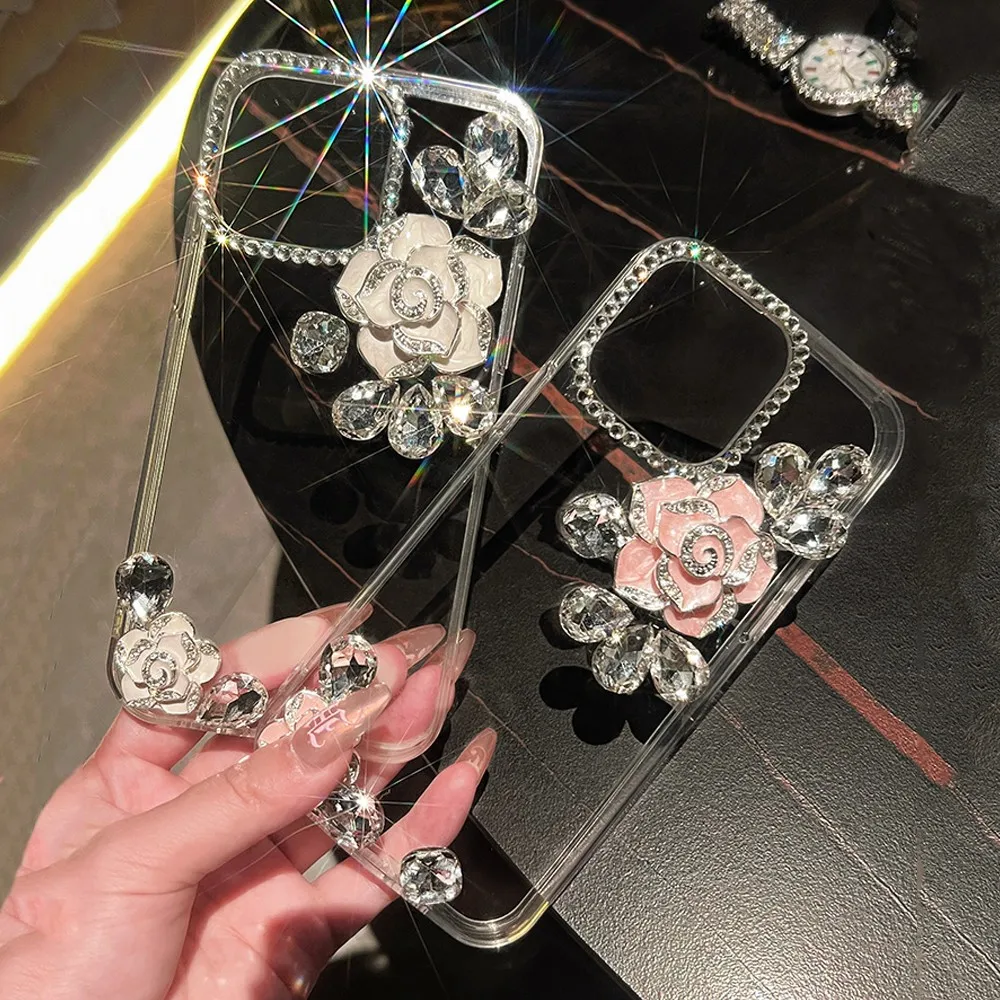 

3D Bling Rose Love Glitter Crystal Swan Strap Phone Case For Samsung A74 A54 A53 A73 A33 A32 A51 A71 A72 A52 A23 A22 A13 A12