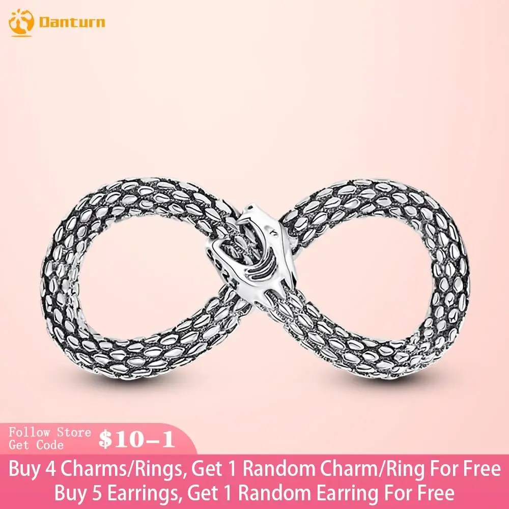 

Danturn 925 Sterling Silver Beads Ouroboros Eternal Symbol Charm fit Original Pandora Bracelets Fashion Fine Jewelry Gift
