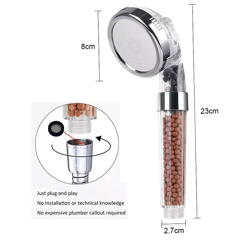 

Modes SPA Rainfall Shower Head Filter Massage High Pressure Saving Water Shower Nozzle Premium Bathroom Accesary