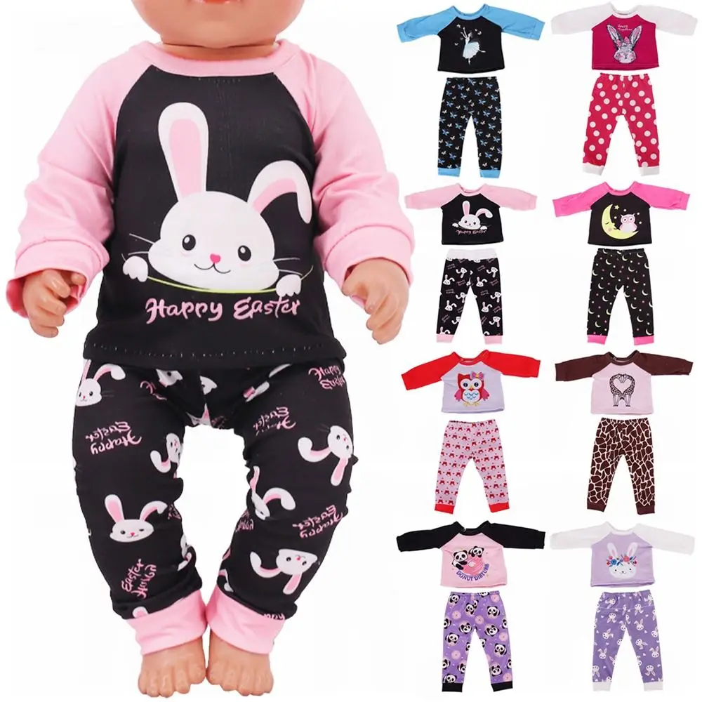 

2PCS/Set Toy Playing House Fit 18Inch/43cm Changing Dressing Game Dolls Pajamas Shirt Pants Mini Home Wear Doll Clothes