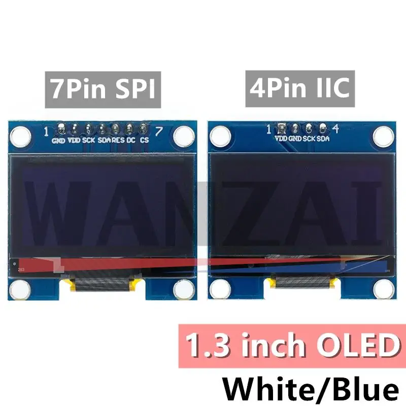Светодиодный модуль O 1 3 дюйма Белый/Синий SPI/IIC I2C с цветным общением 128X64