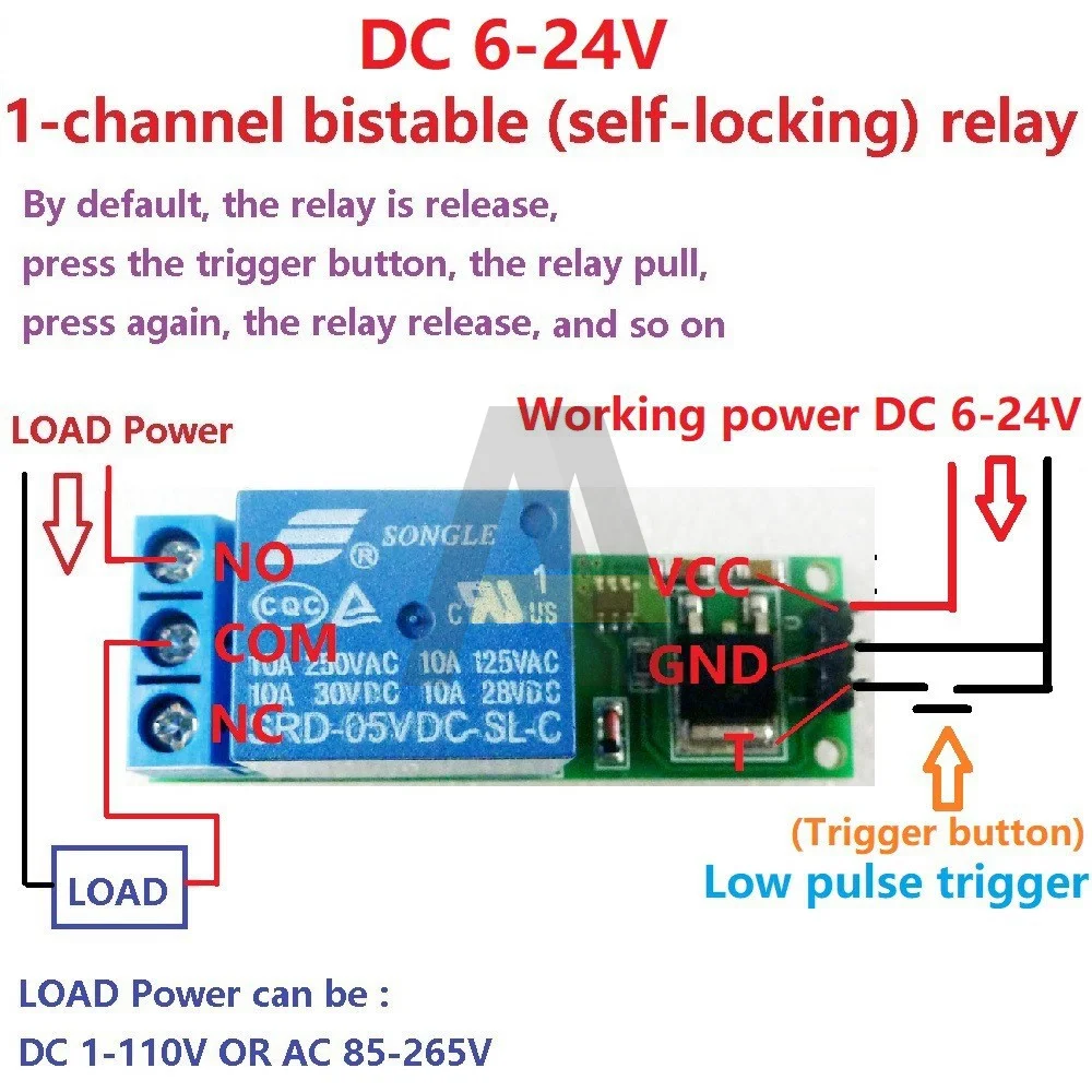 

6-24V Flip-Flop Latch Relay Module IO25B01 DC Bistable Self-locking Low Pulse Trigger Module Latching Relay Board