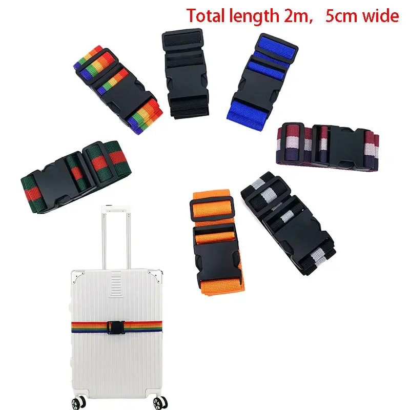 

1PC 2M Rainbow Password Lock Packing Luggage Bag With Luggage Strap 3 Digits Password Lock Buckle Strap Baggage Belts