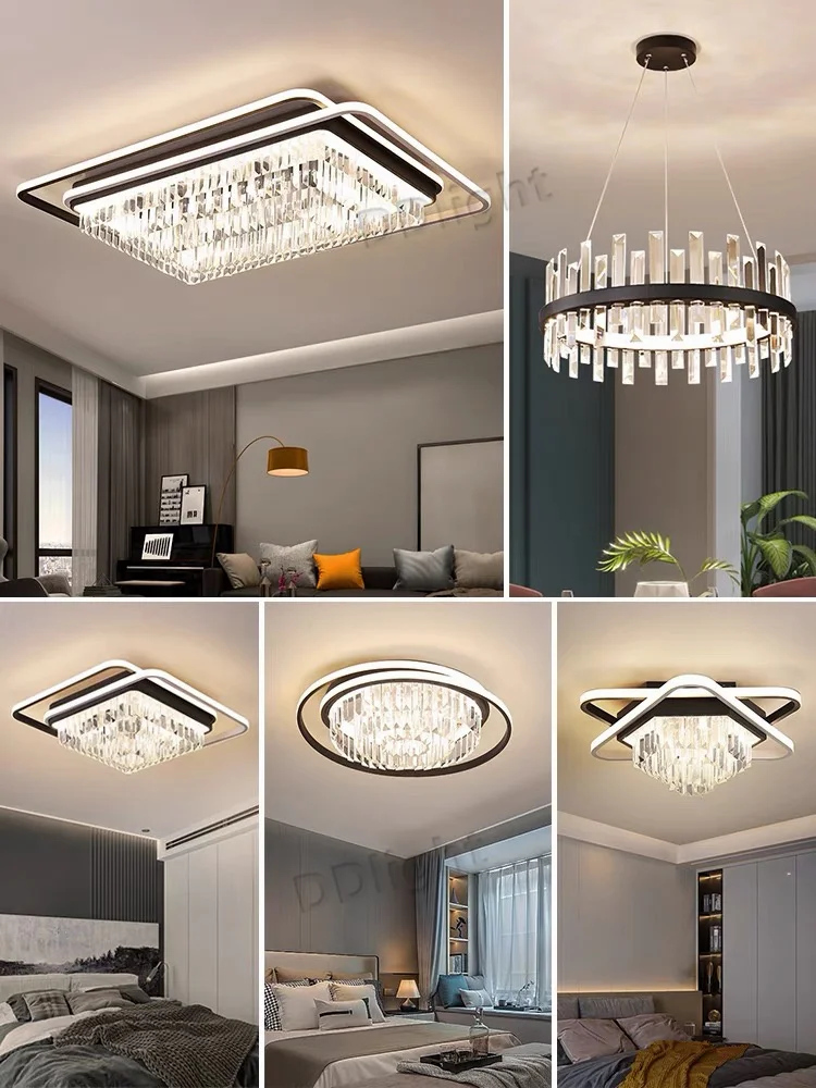 

Modern LED Ceiling Pendant Lamps Crystal Lndustrial Lighting Set Living Room Decorations Lamp Led Chandelier For Bedroom Kitchen