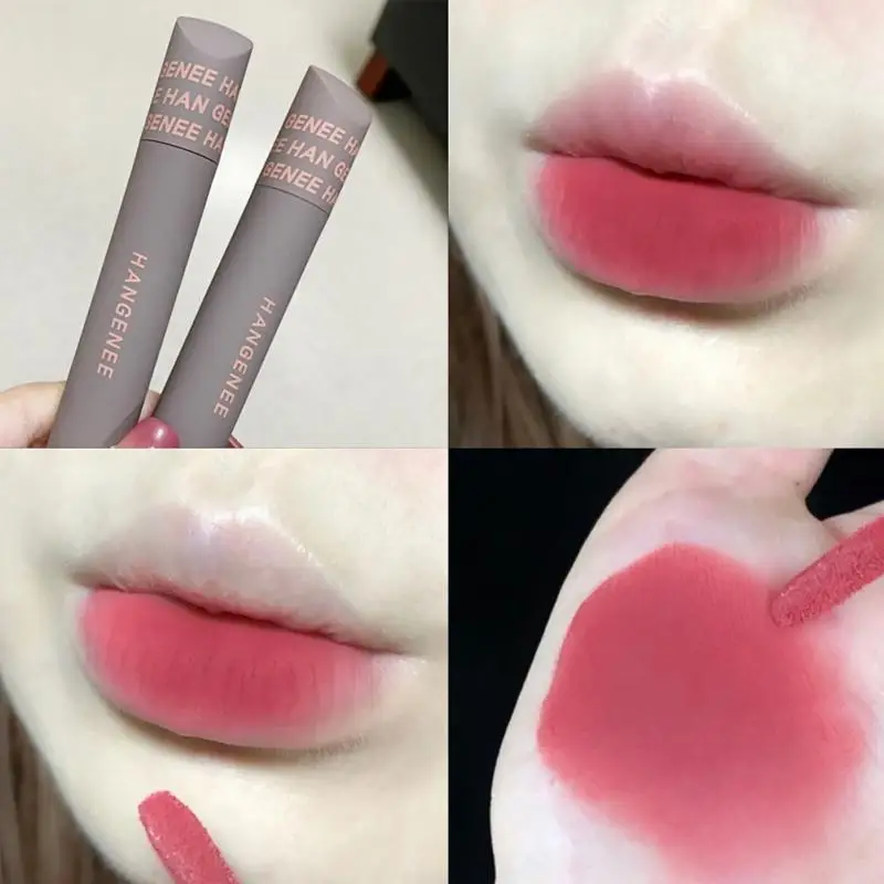 

HANGENEE Fog Face Lip Glaze Dense Delicate Lipstick Velvet Lip Gloss Matte Persistent Lip Mud Waterproof Long Lasting Cosmetics