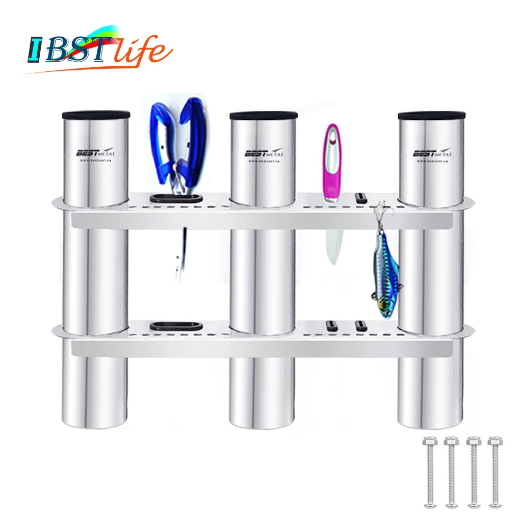 

3 Tubes Link stainless steel 316 fishing boat rod holders fishing rod racks socket marine fishing kayak boat yacht accessories