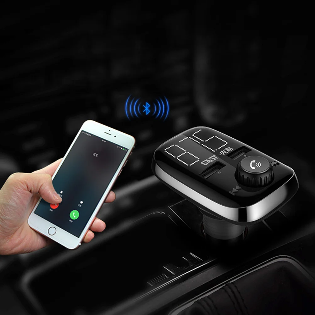 

Wireless Car MP3 Player Transmitter Radio with 2 USB Port Charger & Hands-free Calling Support USB Flash Drive (Black)
