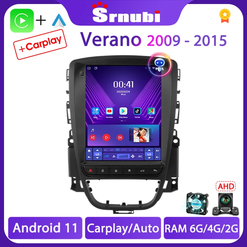 Srnubi Android Carplay Автомагнитола для Opel Astra J Buick Verano 2007-2014 мультимедийный плеер Tesla Style 2