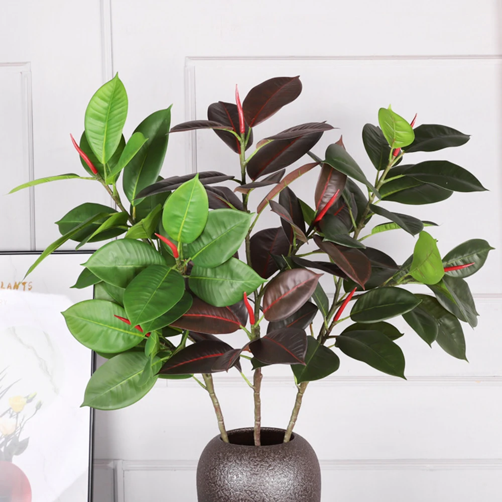 

107cm Large Artificial Plant Ficus Tree Branch Fake Plants Palm Leafs Tropical Shrub Rubber Tree for Home Autumn Decoration