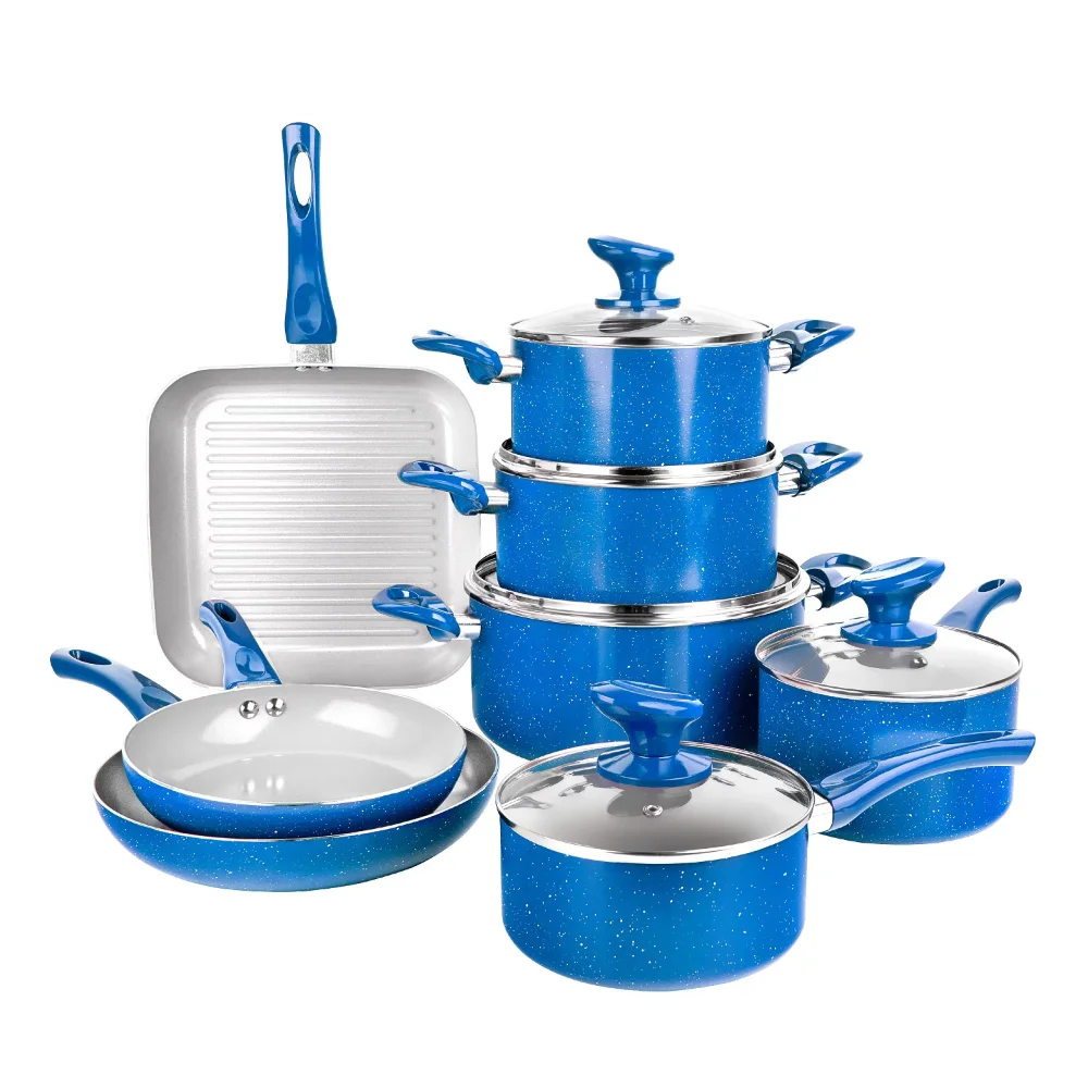 

Aluminum Farmhouse 13 Piece Pots and Pans Set, Nonstick Cookware Set