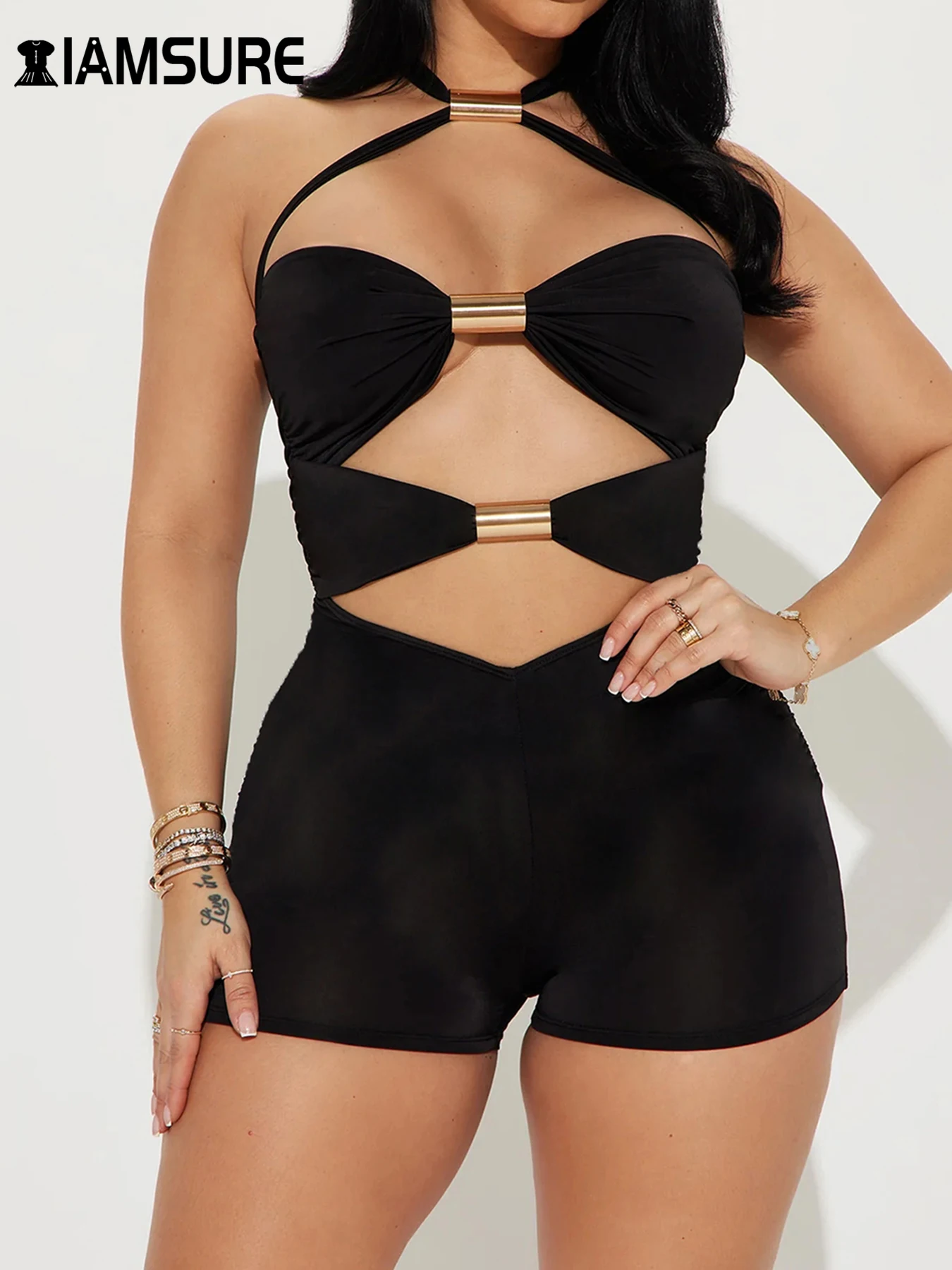 IAMSURE Спортивный Цельный Комбинезон С Вырезом Без Рукавов Бандажный Костюм