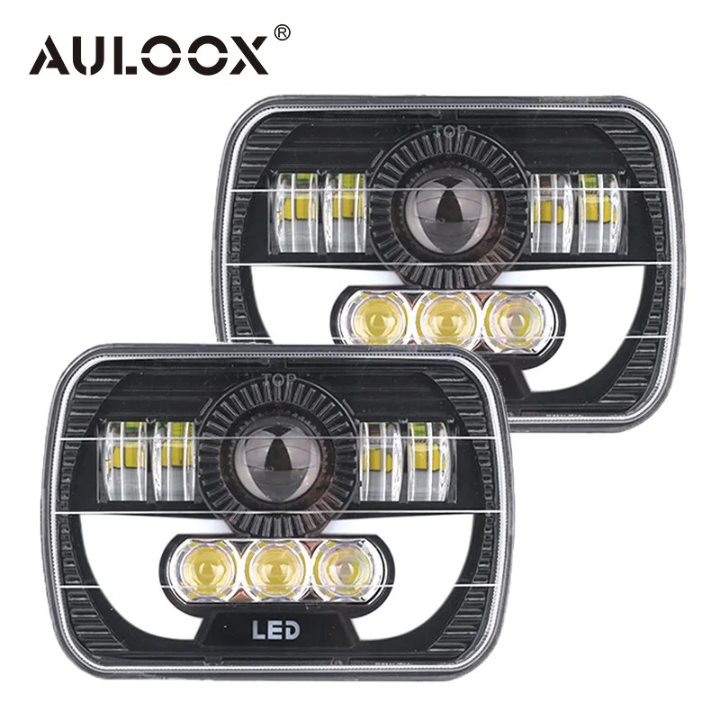 

AULOOX фары головного света для грузовика 7x6 квадратные 12 В 24 в 7 дюймов передняя фара для внедорожника H4 Дальний/ближний свет фара для автомобиля пикапа Jeep SUV Honda 4x4
