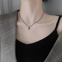 925 sterling silver black moon necklace womanly cool wind collarbone chain simple temperament net red neck chain