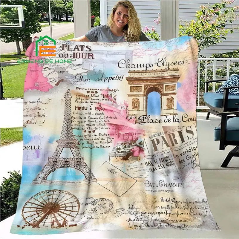 

Одеяло с рисунком Эйфелевой башни, теплое одеяло для дома, пикника, путешествия, офиса и самолета для взрослых, детей и пожилых людей, 5 размеров