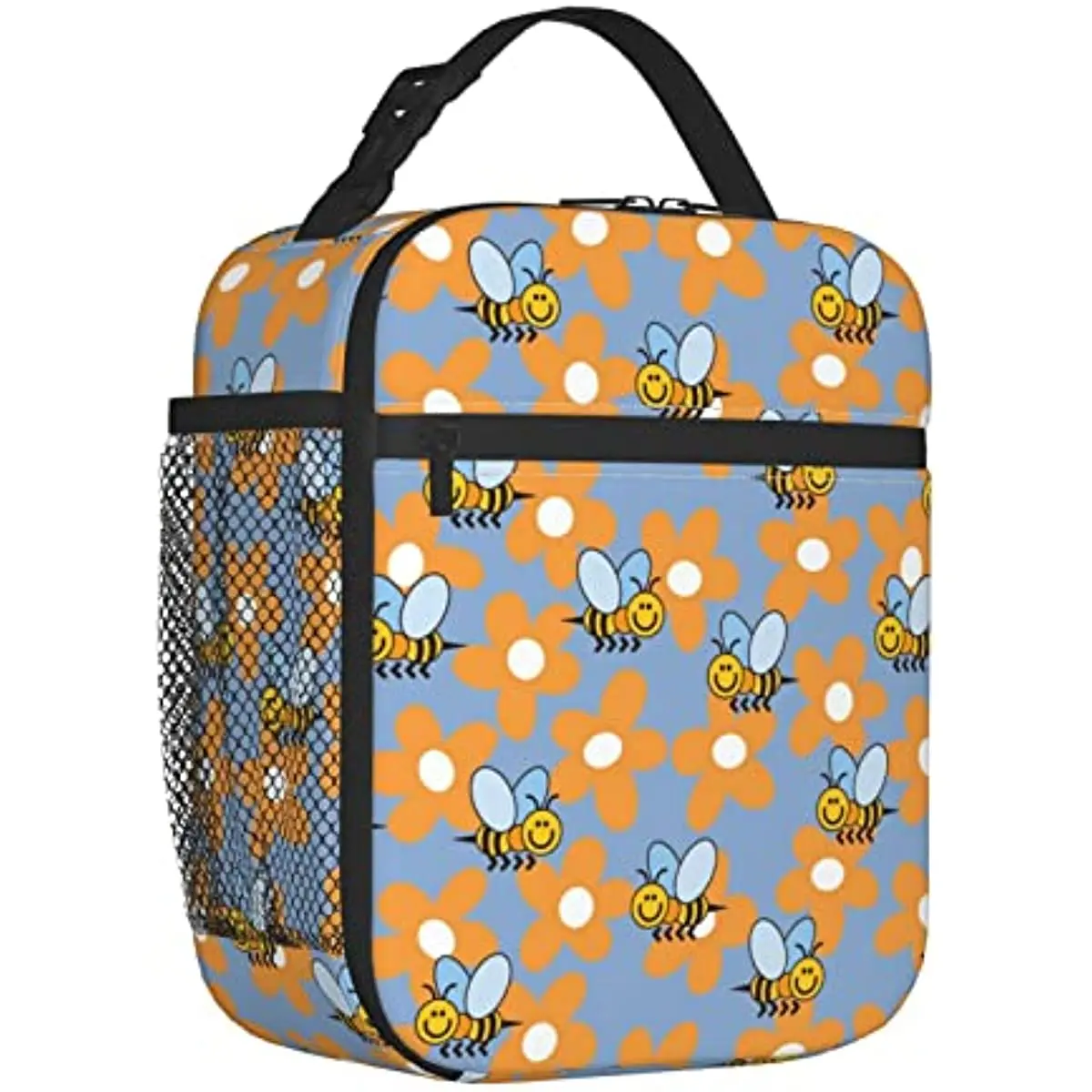 

Изолированная сумка для ланча с пчелами и цветами, многоразовый охлаждающий Ланч-бокс для женщин и мужчин, сумка-тоут для ланча с боковым карманом для школы, путешествий, работы