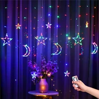 220v eu plug moon star led curtain lights christmas fairy garlands outdoor led twinkle string lights holiday festival decoration