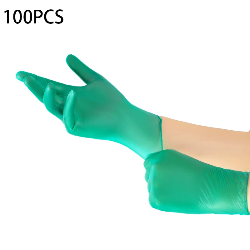 100 шт./корт. Зеленые нитриловые одноразовые перчатки кухонная ткань ПВХ латекс