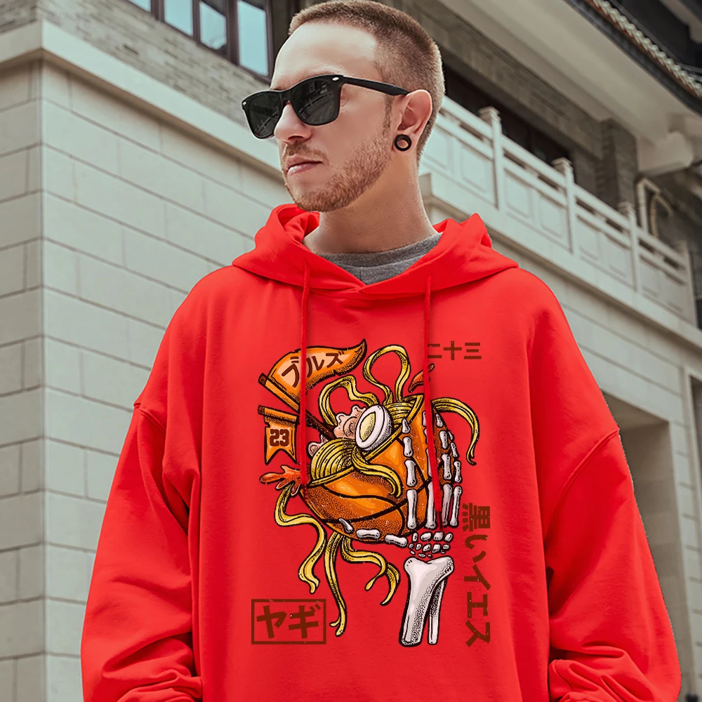 

Skull Heads Basketball Ramen Printed Sweatshirt For Men Personality Casual Hooded Oversize Spring Pullover Mans Cotton Hoodies