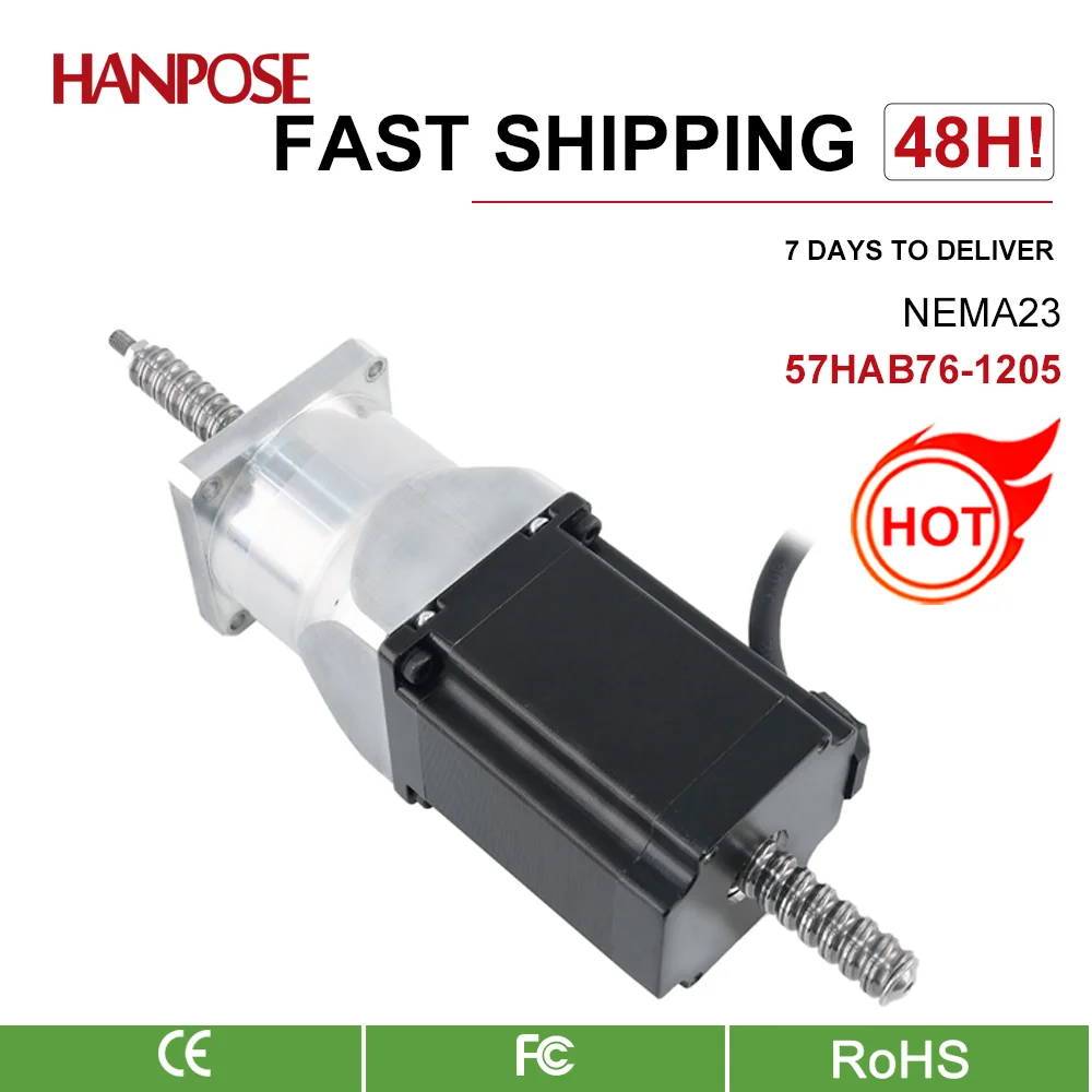57 шариковый шаговый двигатель 57HAB56-SFU1240 126N.CM 2 8A 300-500 мм NEMA23 Сквозной винт шагового