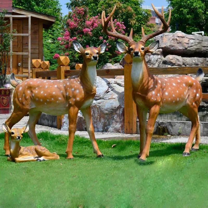 Наружная имитация пятнистого оленя скульптура животного из стекловолокна