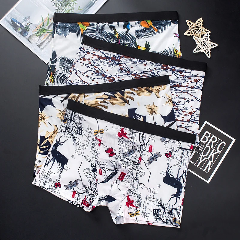 

Трусы-боксеры мужские 4 шт./партия, модное пикантное нижнее белье, шорты для похудения