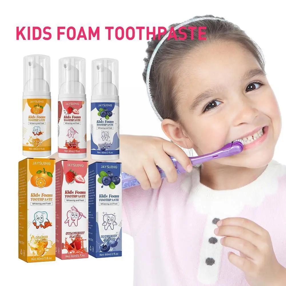 

Kids Tooth Whitening Foam Mousse Children Can Swallow Care Prevent Toothpaste Freshener Mouth Teeth Decay dentifrice Hygien P7X2