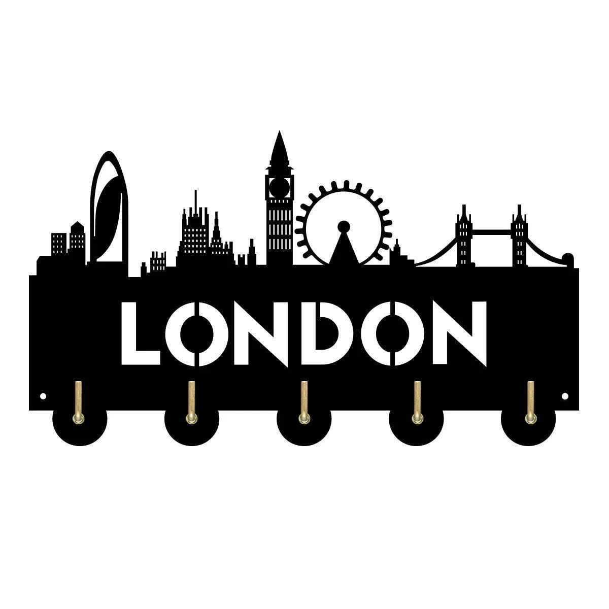 

London City Attractions 2 Household Decor Wooden Wall Hooks Wall Hanger Coat Rack Keys Bags Clothes Multi-Purpose Keys