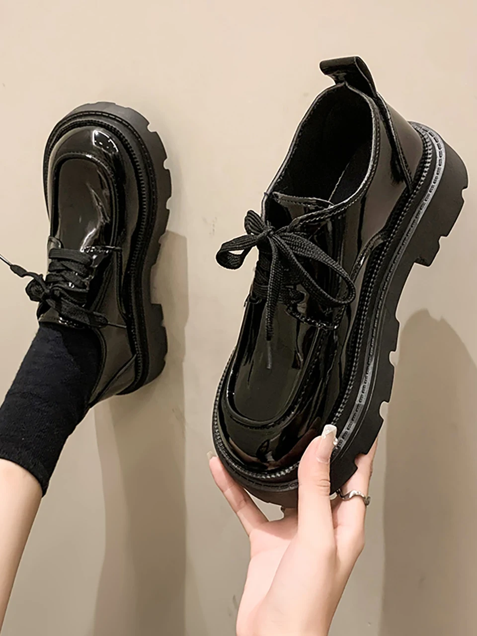

All-Match Retro Woman Shoes Clogs Platform Autumn Low Heels Oxfords British Style Female Footwear Creepers Fall Leather Preppy D