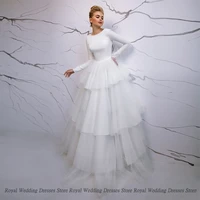 high quality a line wedding dresses draped jewel layered contoured tulle open beck 2022 summer floor length gowns robe de ma