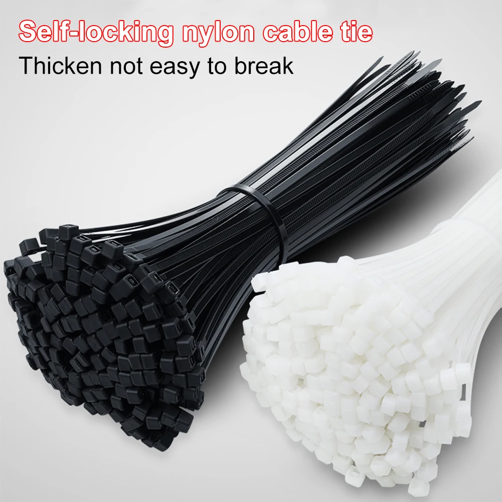 

300pcs/Set Wide Zip Nylon Loop Wire Assorted Self-locking Heavy Duty Cable Ties Long Wraps Hardware Industrial Organiser Fasten