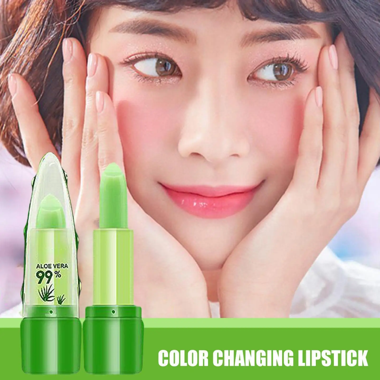 

Natural 99% Aloe Vera Gel Lipgloss Temperature Change Lip Lipstick Nutritious Color Anti-drying Cosmetics Moisturizer Lock E7X2
