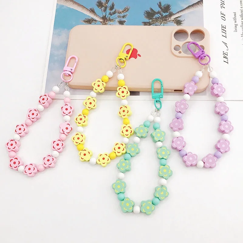 

Новая деревянная подвеска в виде цветка вишни, ручная цепочка с подвеской-бусинами для наушников и сумок