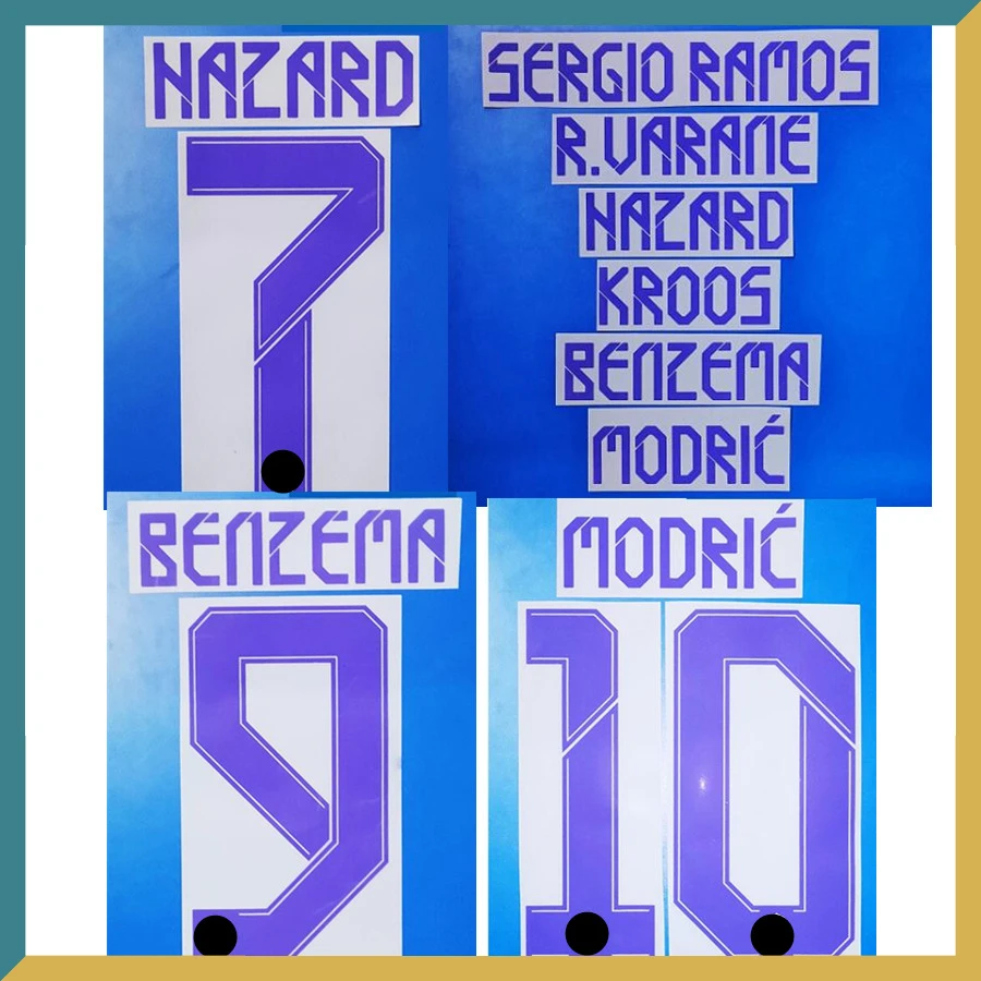 

2021 2022 home #9 Benzema #10 Modric 7 # ОПАСНОСТЬ 35 номеров печать с названием мотопатч