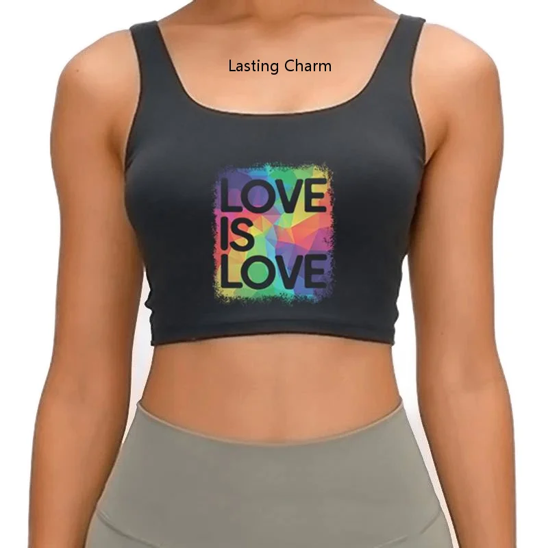 

Lasting Charm Love Is Love Geometric Design Breathable Slim Fit Crop Top LGBT Gay Pride Female Tank Top Summer Camisole