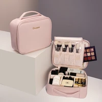 rownyeon custom logo pink small professional makeup train organizer storage travel cosmetic case